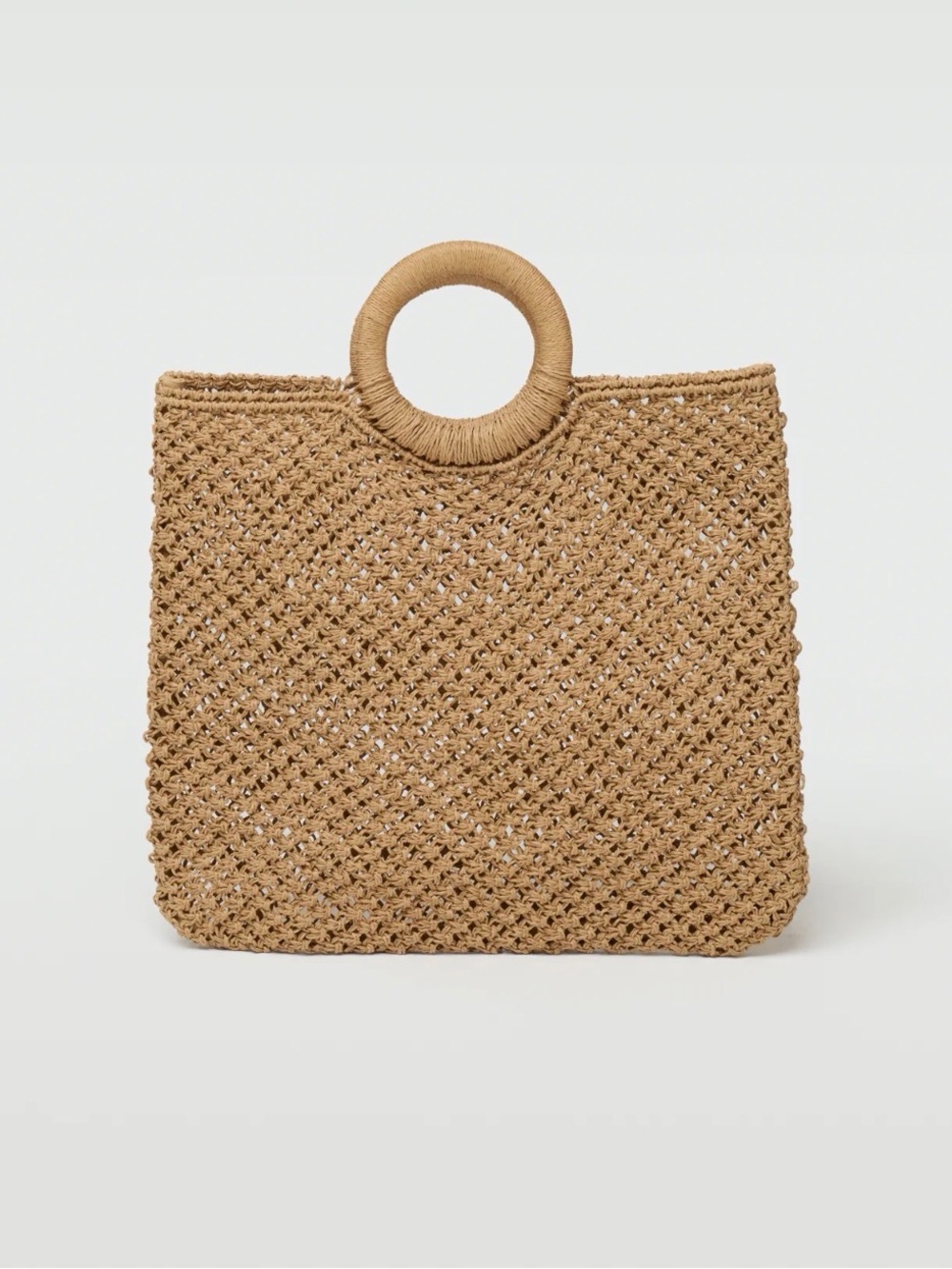 🔘l*space “Bella” Woven Round-Handle Straw Tote in Natural Tan